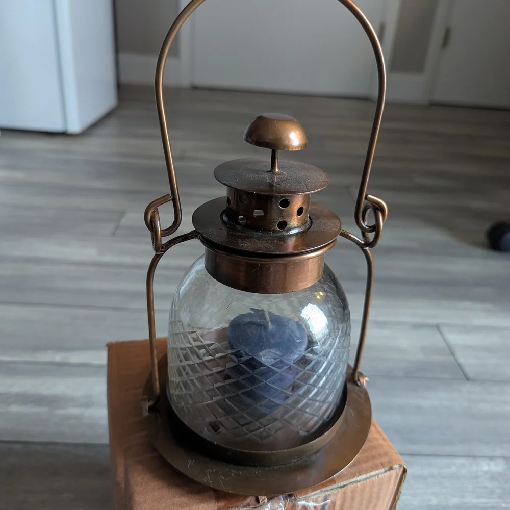 Vintage Boutique Bronze and Clear Glass Lantern
